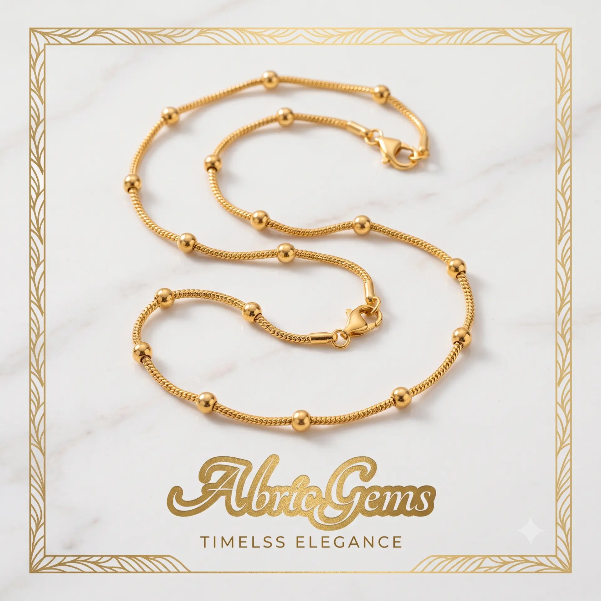 Gold Beaded Snake Chain & Bracelet Set