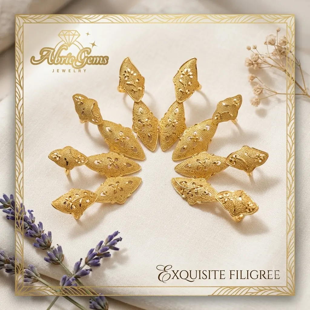 Exquisite Gold Filigree Statement Rings