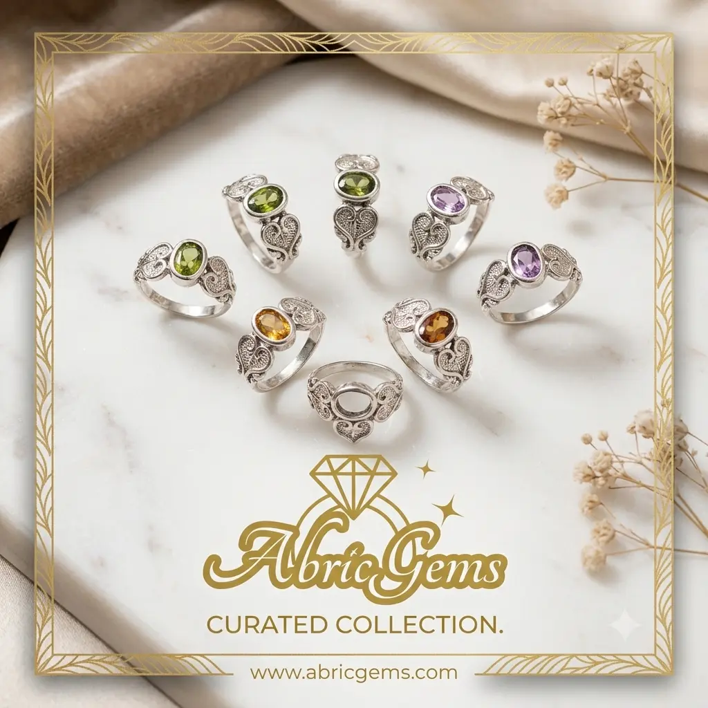 Silver Filigree Gemstone Ring Collection