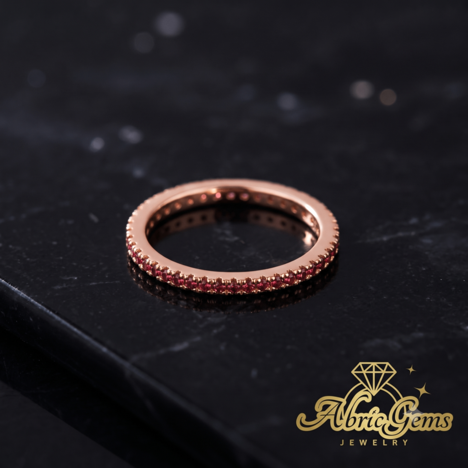 Rose Gold Ruby Eternity Band