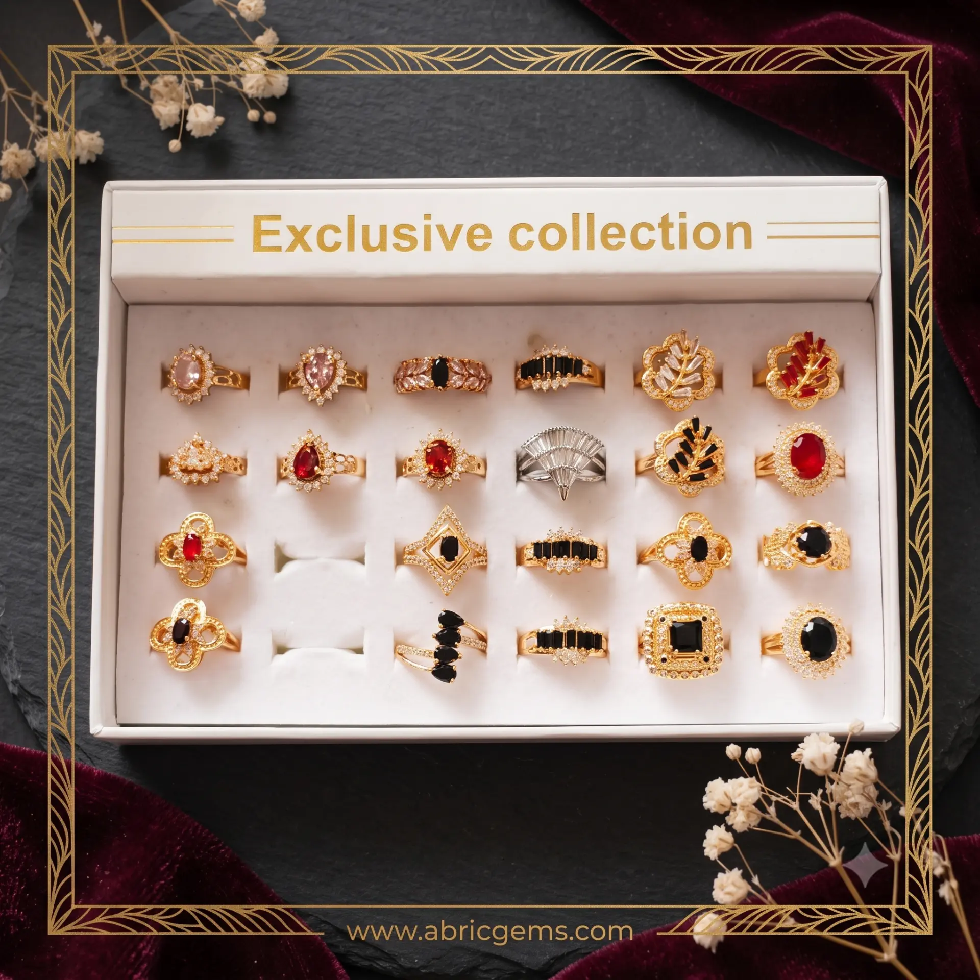 Exclusive Gold CZ Ring Collection Box